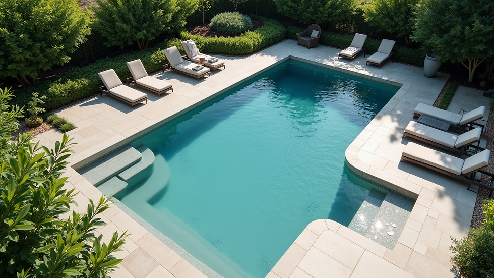 High angle view of a beautifully designed freeform pool