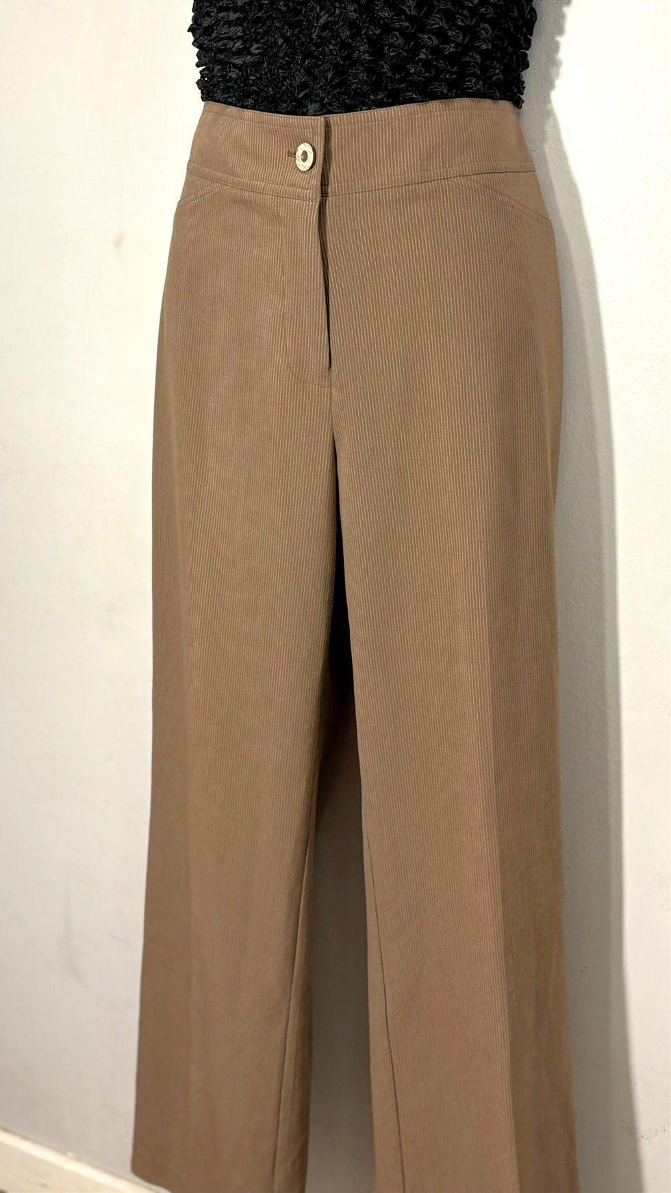 Thumbnail: Lana Lee brown wide-leg trousers size 10, soft rayon blend, rescued boutique sto