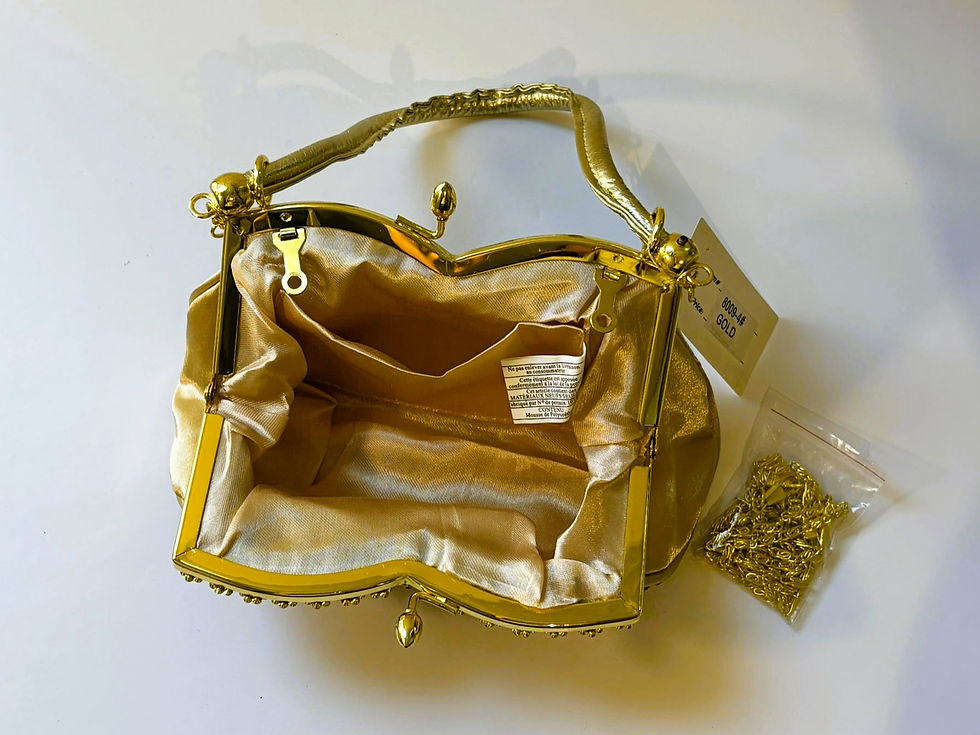 Thumbnail: Hi Jean Gold Quilted Frame Purse | 8" x 2" x 4"