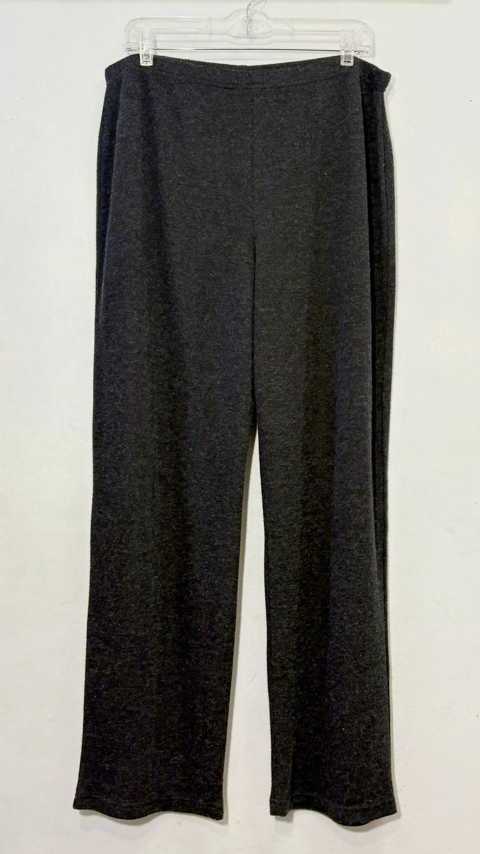 Thumbnail: Sophisticate grey lurex wide-leg pants size 16, elegant rescued boutique stock