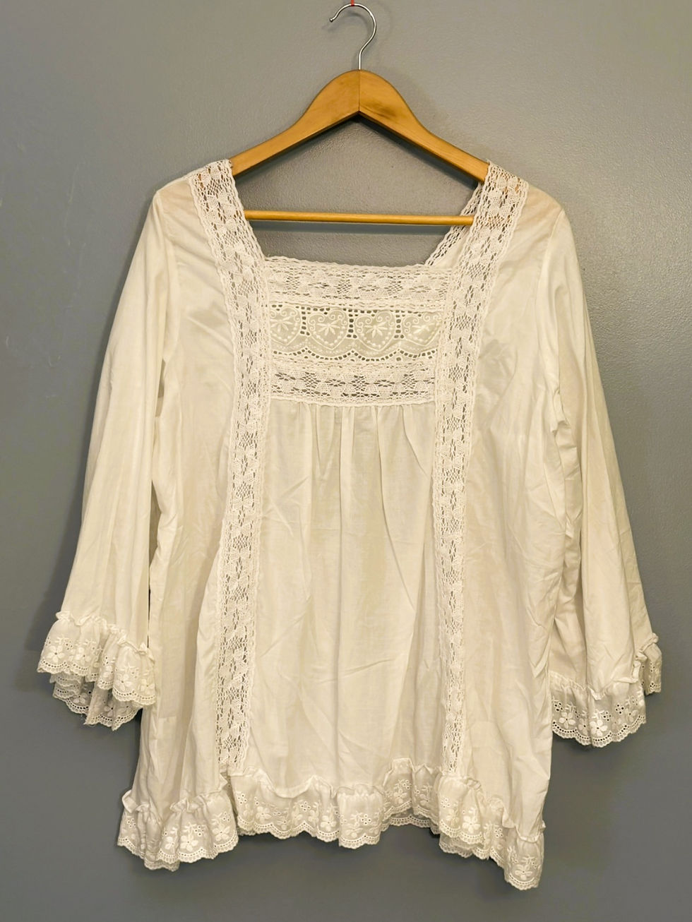 Thumbnail: White Cotton Peasant Top – Compliments Plus Size Boho Blouse