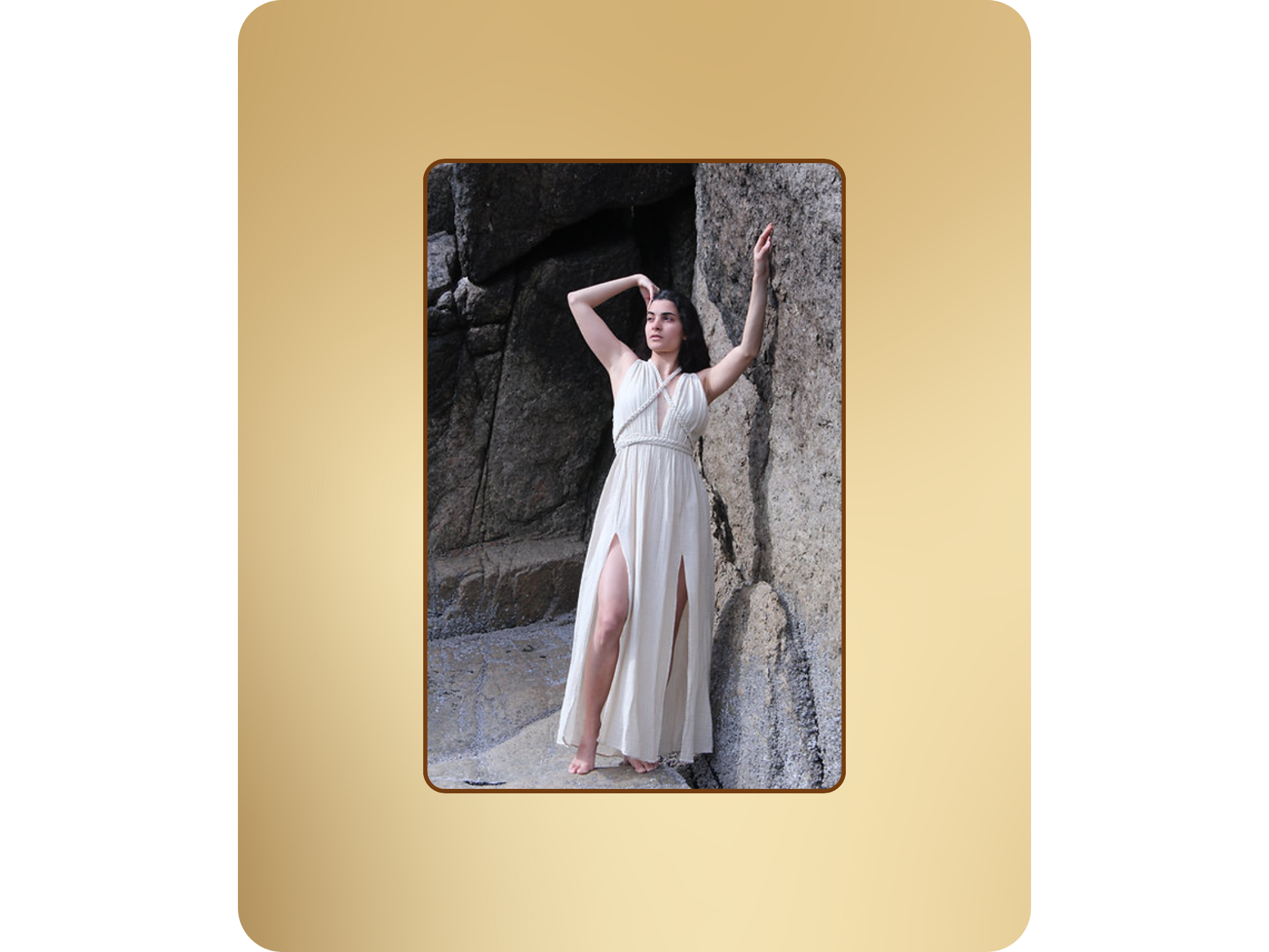 Beige Cotton Breathable Summer Maxi Dress