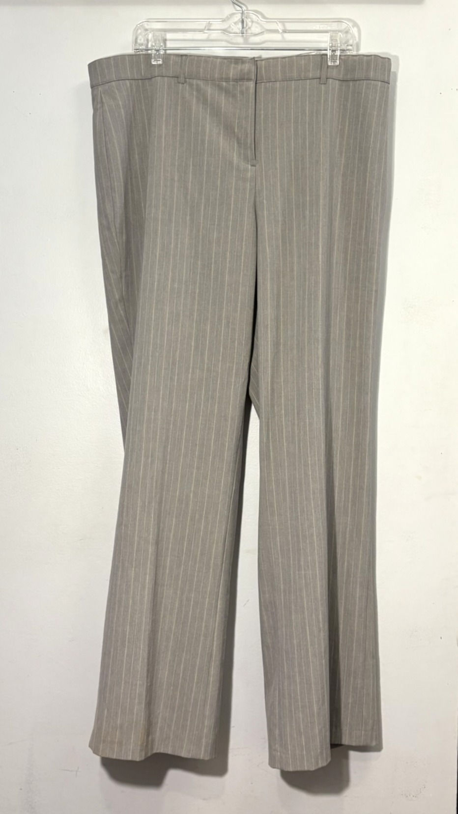 Thumbnail: Tribal beige pinstripe wide-leg pants size 16, rayon blend, rescued boutique