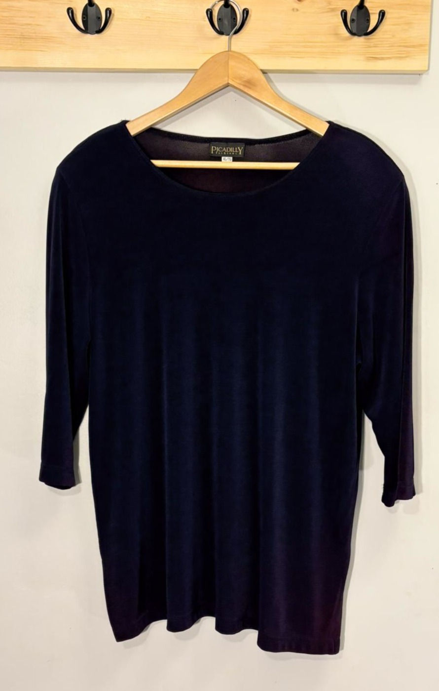 Thumbnail: Navy Velvet Top – Luxurious Soft Shine, Simple Elegant Cut, Sustainable Canadian