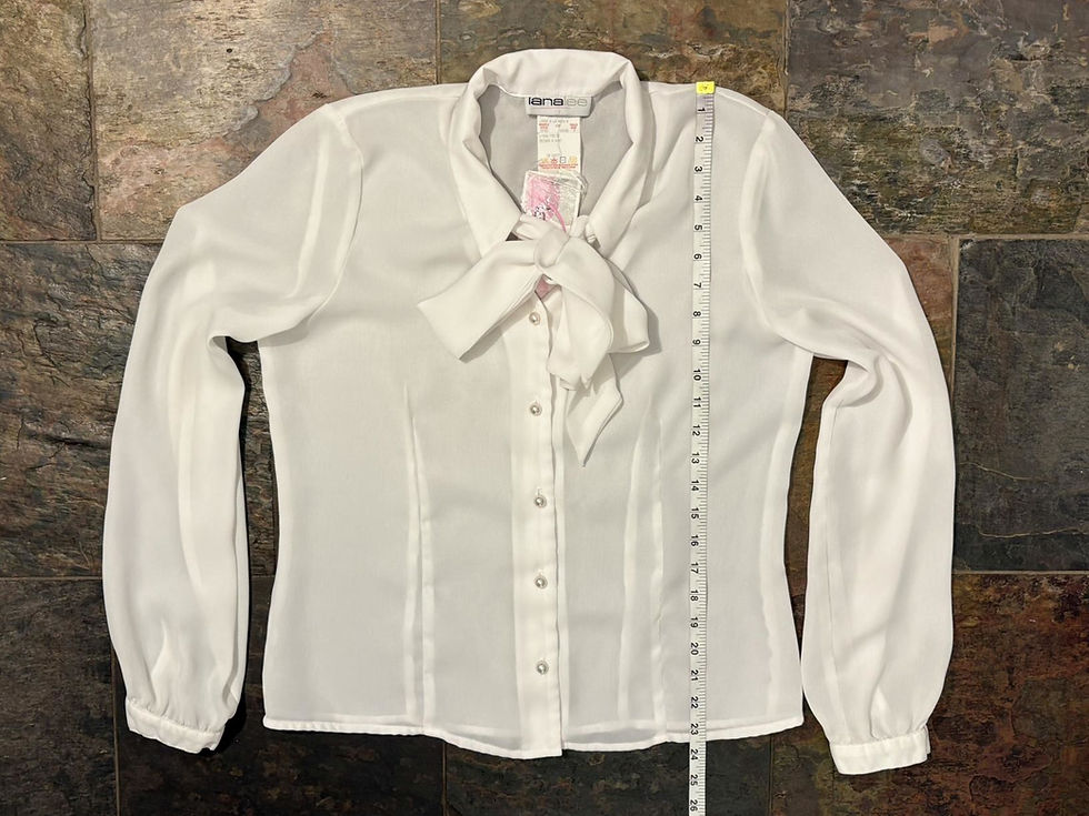 Thumbnail: White Bow-Tie Blouse – Elegant Chiffon Look, Feminine Tie Neck, Sustainable