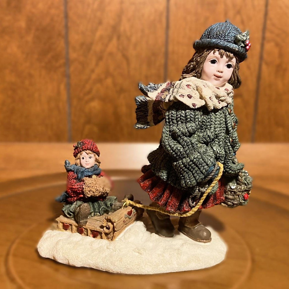 Thumbnail: Vintage Boyds Bears Dollstone Figurine “Courtney with Phoebe” | Yesterdays Child