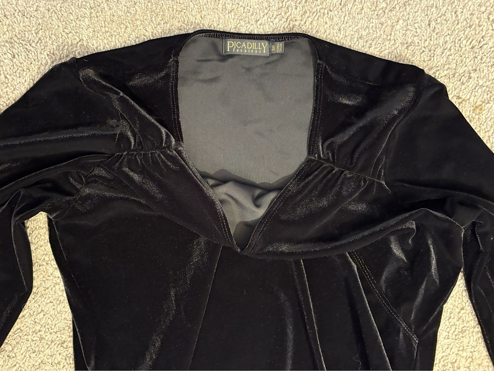Thumbnail: Picadilly Black Velvet Top – Soft Stretch Long Sleeve, Made in Canada