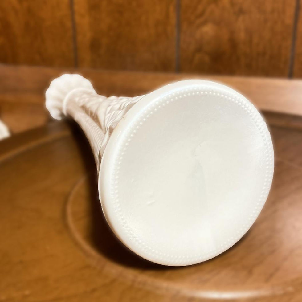 Thumbnail: Vintage Milk Glass Bud Vase | Diamond Cut Pattern | White Wedding Table Decor