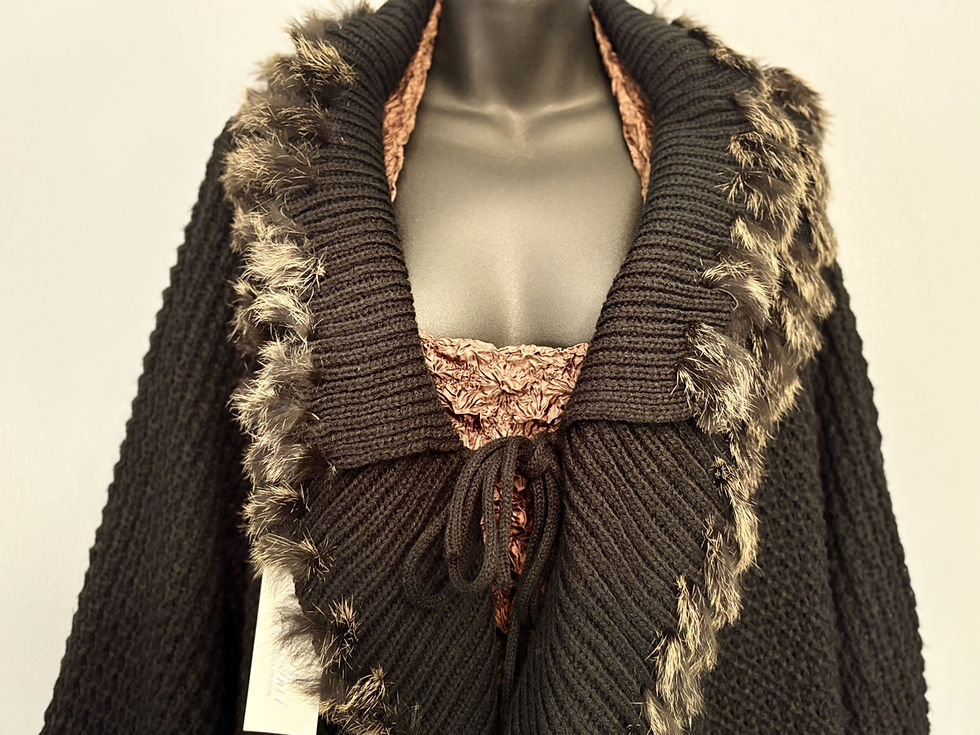 Thumbnail: Unique Int’l Italy Design Wool-Blend Wrap Cardigan – Fringe Trim Boho Style