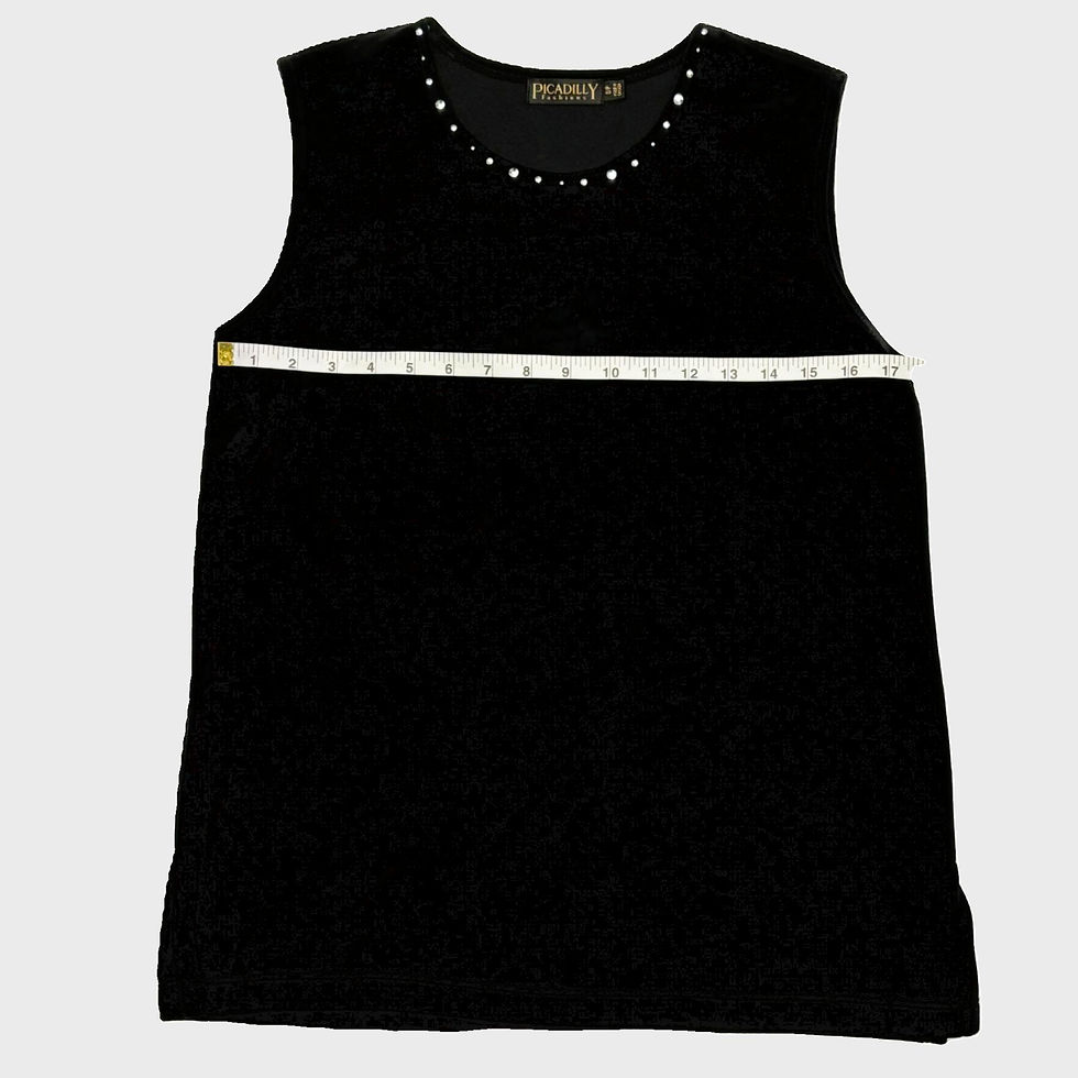 Thumbnail: Picadilly Black Sleeveless Top with Subtle Chain Detail – Size S