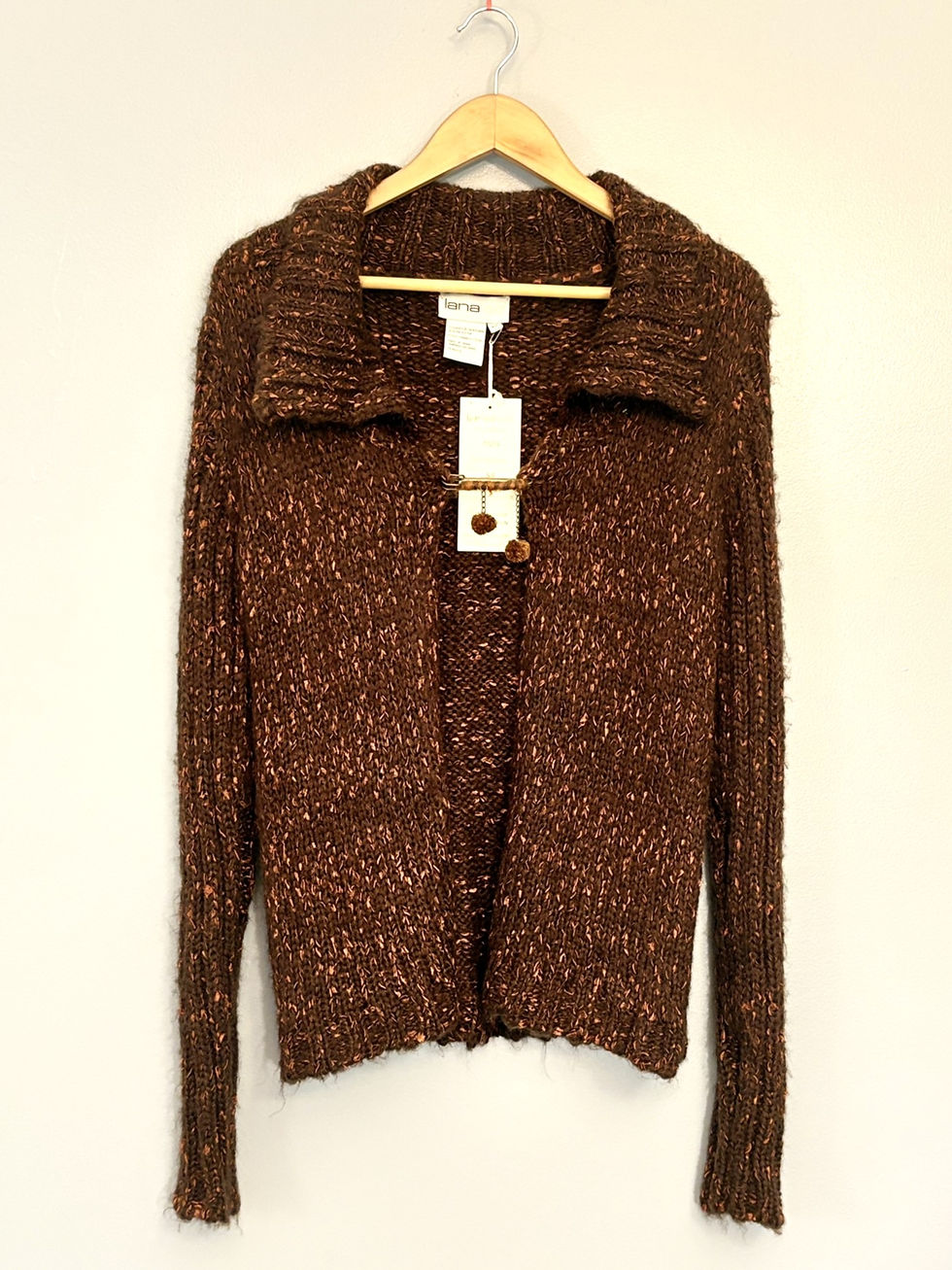 Thumbnail: Lana Lee Brown Button Cardigan – Soft Acrylic Blend Knit Made in China