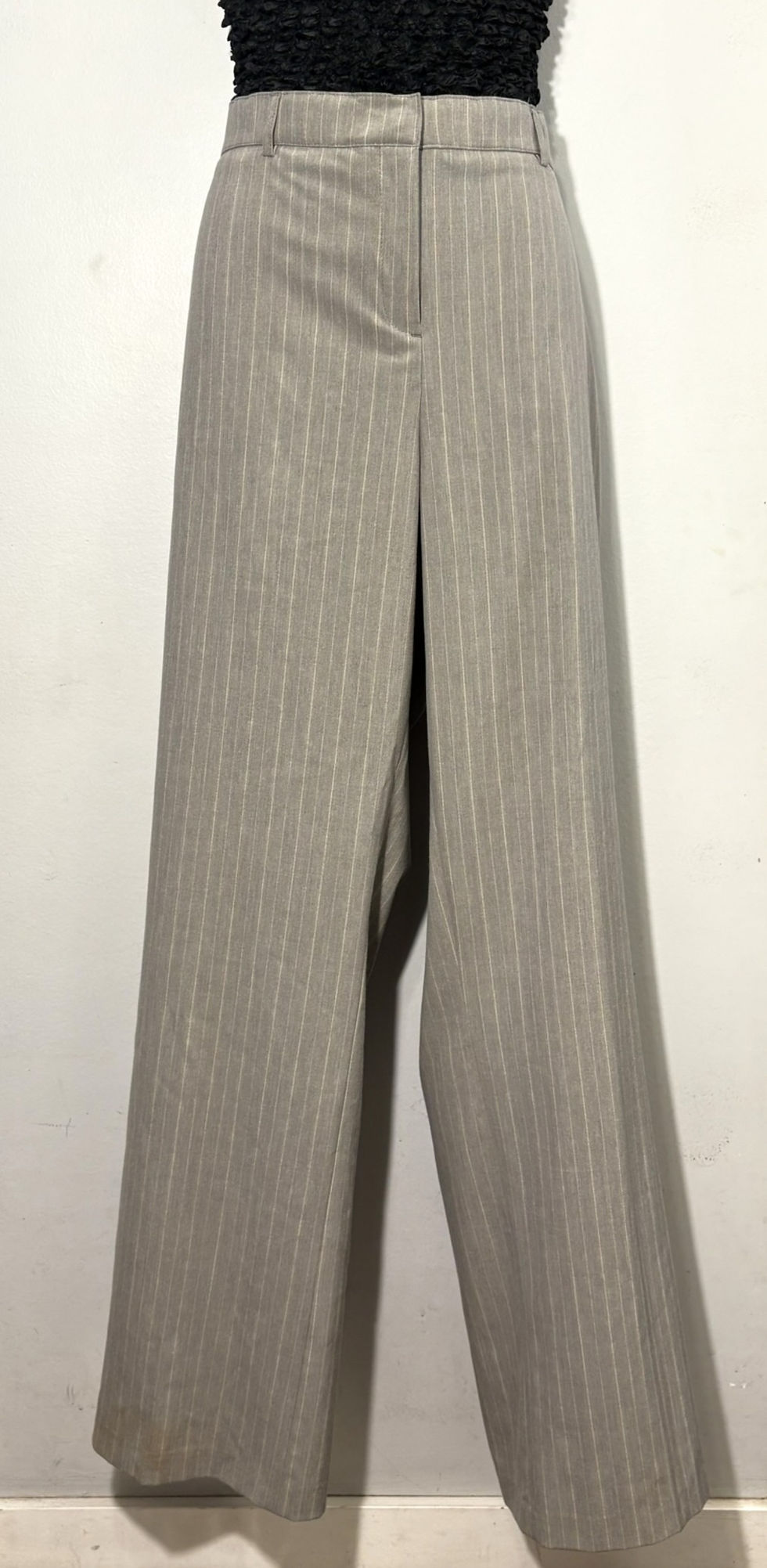 Thumbnail: Tribal beige pinstripe wide-leg pants size 16, rayon blend, rescued boutique