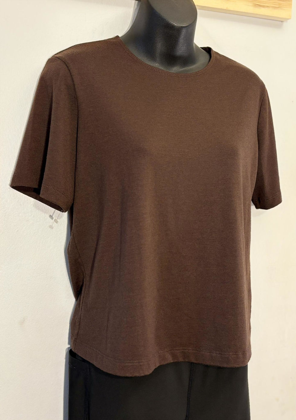 Thumbnail: Soft Brown Short Sleeve Top – Minimalist Everyday Knit, Comfortable Stretch