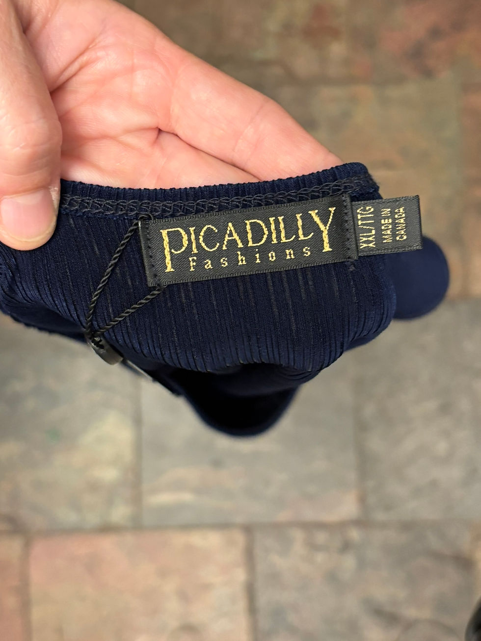 Thumbnail: Picadilly Navy Sleeveless Textured Blouse – Size XXL