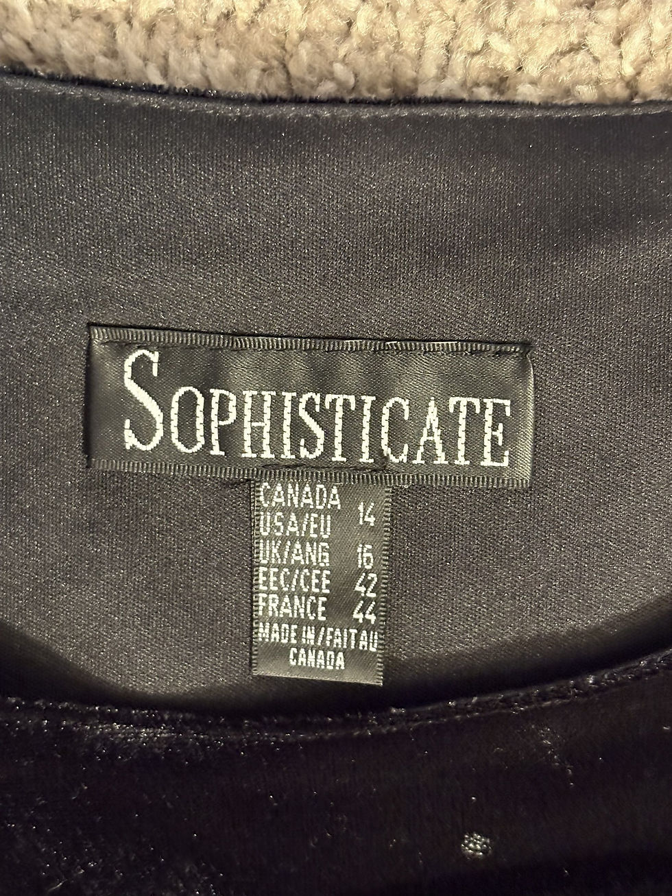 Thumbnail: Black Velvet Long Sleeve Top – Sophisticate by Picadilly, Made in Canada