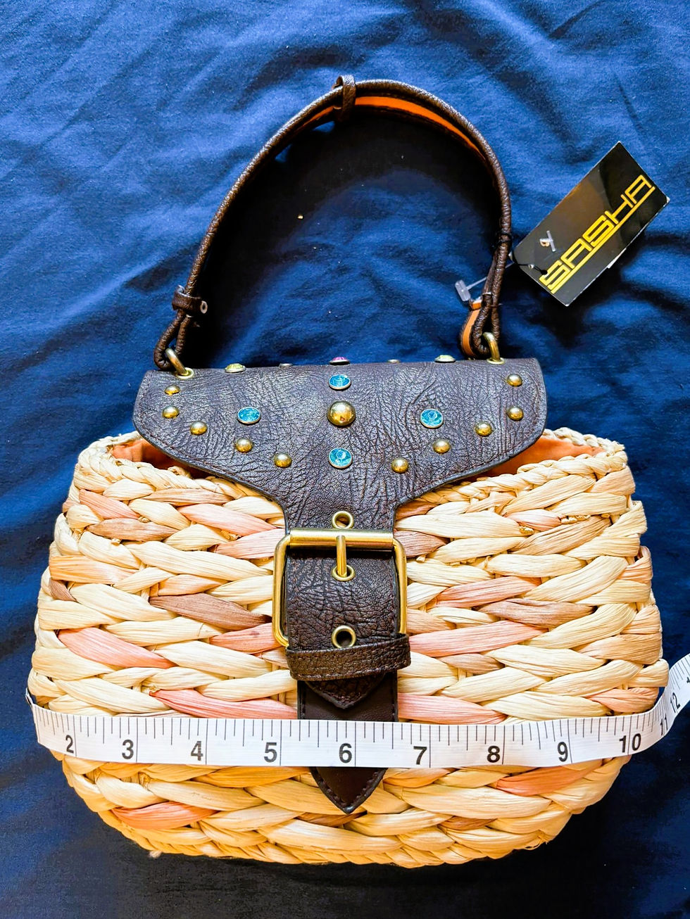 Thumbnail: Sasha NY Straw & Suede Mini Purse – Rare Y2K Style P6781, Unused with Tag