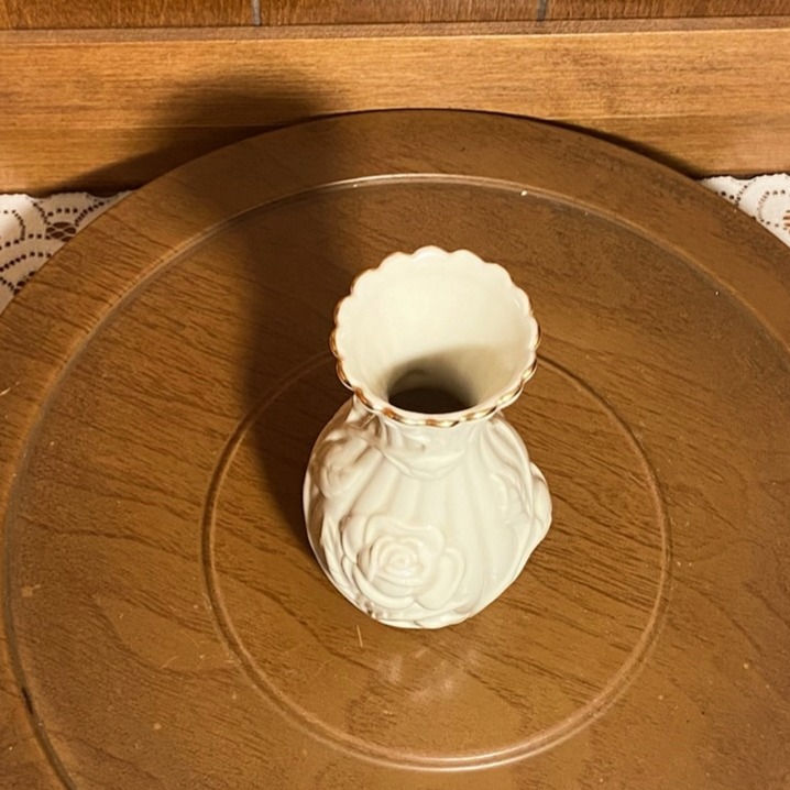 Thumbnail: Vintage Lenox Ivory Rose Vase – Embossed Porcelain with Gold Trim