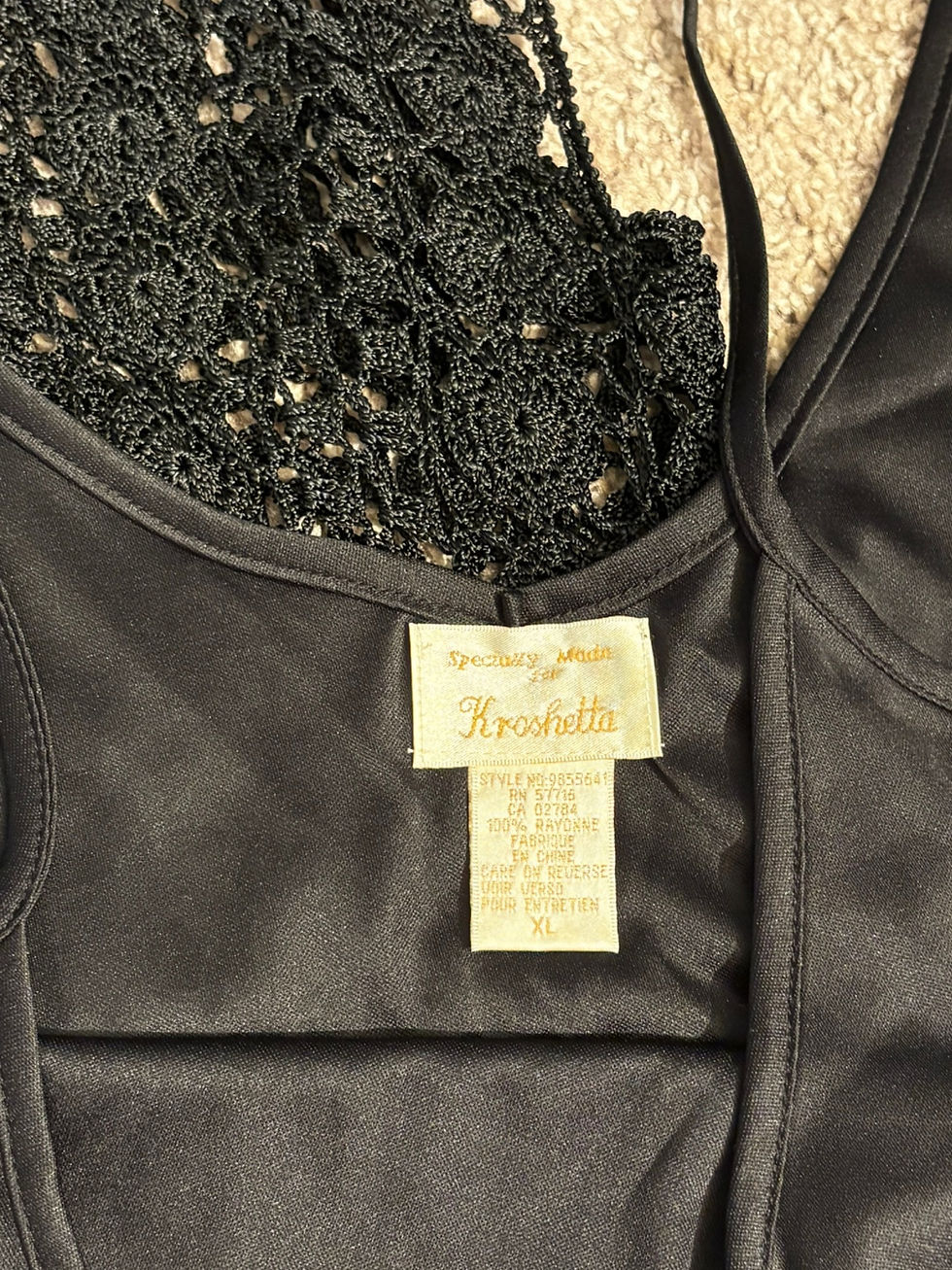 Thumbnail: Kroshetta Black Open Weave Tunic – Lightweight Rayon Knit