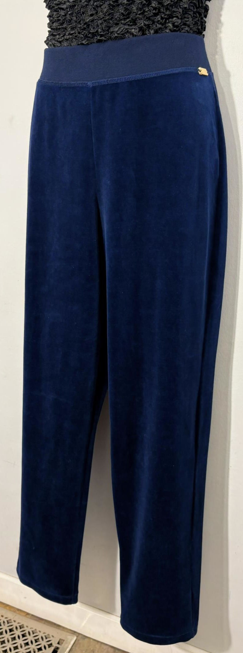 Thumbnail: Picadilly navy velvet pants size S, soft wide-leg winter luxe, rescued boutique