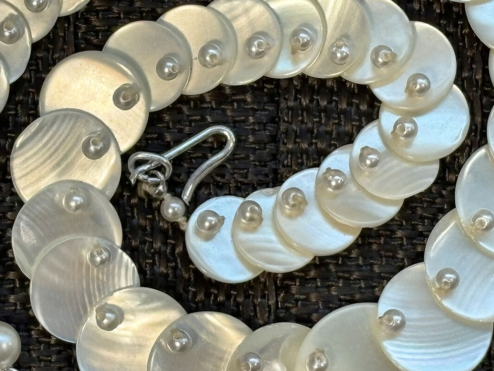 Thumbnail: Vintage Cream Disc Bead Necklace | Retro Shell Look Beads | Lightweight Boho