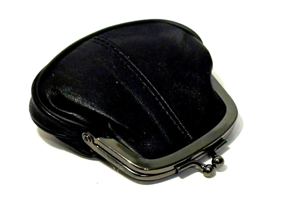 Thumbnail: Pleather Double-Snap Change Purse | Vintage Coin Pouch | Brown / Black / Purple