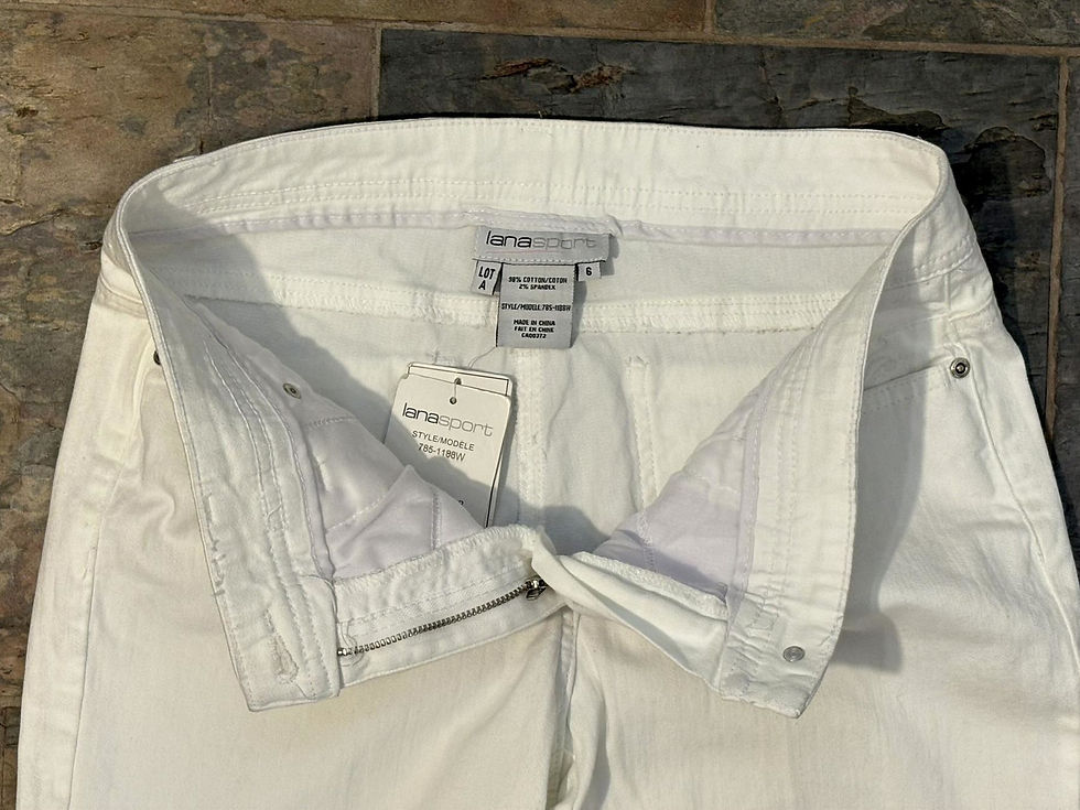Thumbnail: Lana Sport white cotton pants size 6, crisp straight-leg, rescued boutique