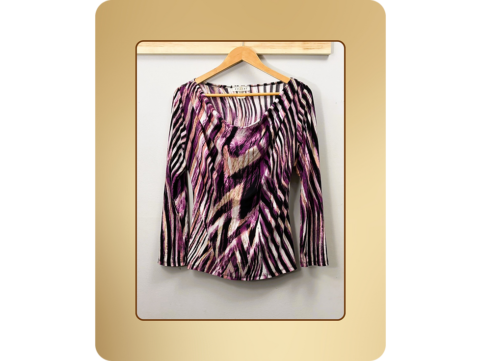 Evital Purple & Black Animal Print Long Sleeve Top โ Size S