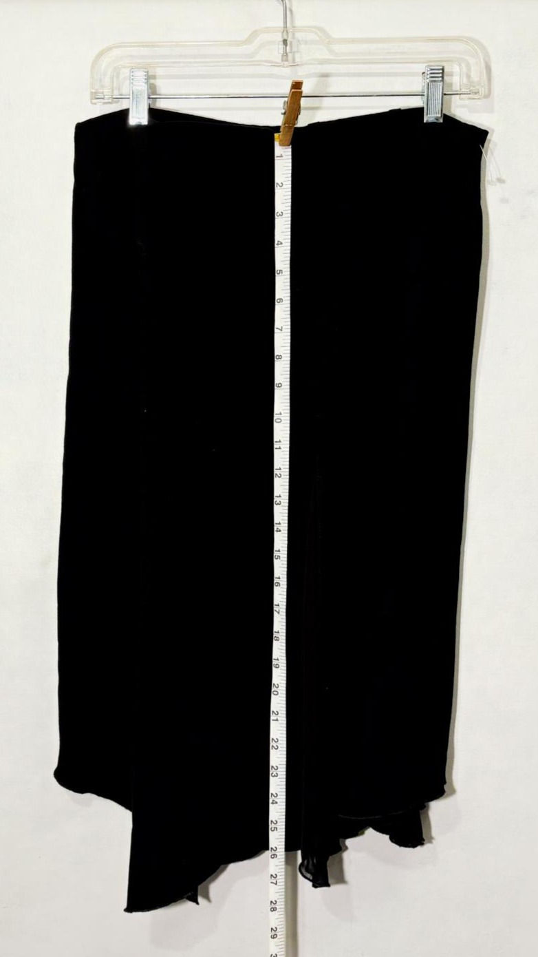 Thumbnail: Lana Lee black high-low midi skirt size 8, flowy chiffon overlay