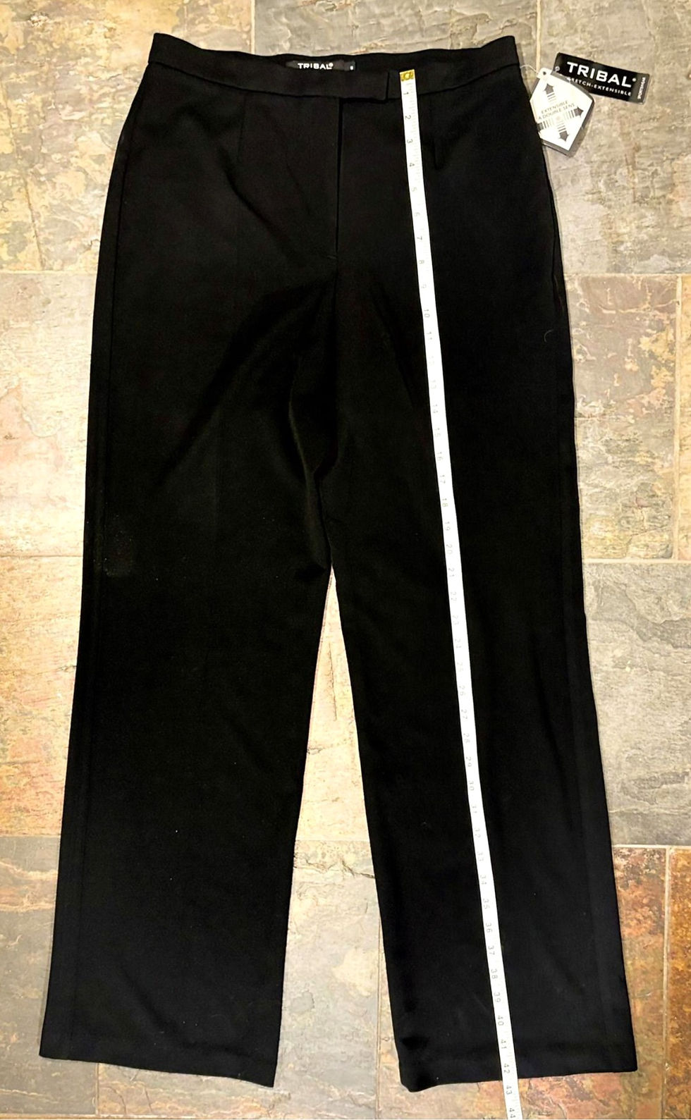 Thumbnail: Tribal black tailored dress pants size 8, rayon blend, rescued boutique inventor