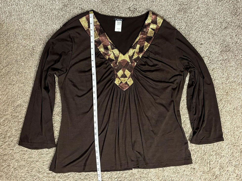 Thumbnail: Brown Boho Tunic – Stretch Polyester Spandex Top, Made in USA