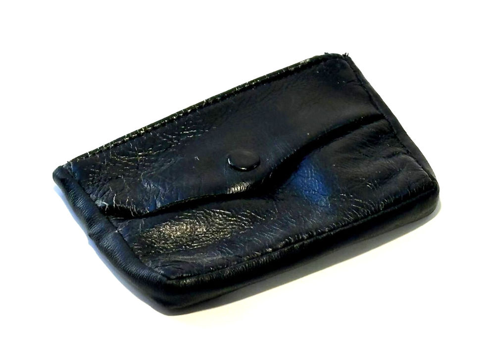Thumbnail: Black Pleather Change Purse with Key Holder | Zippered Coin Pouch | Compact