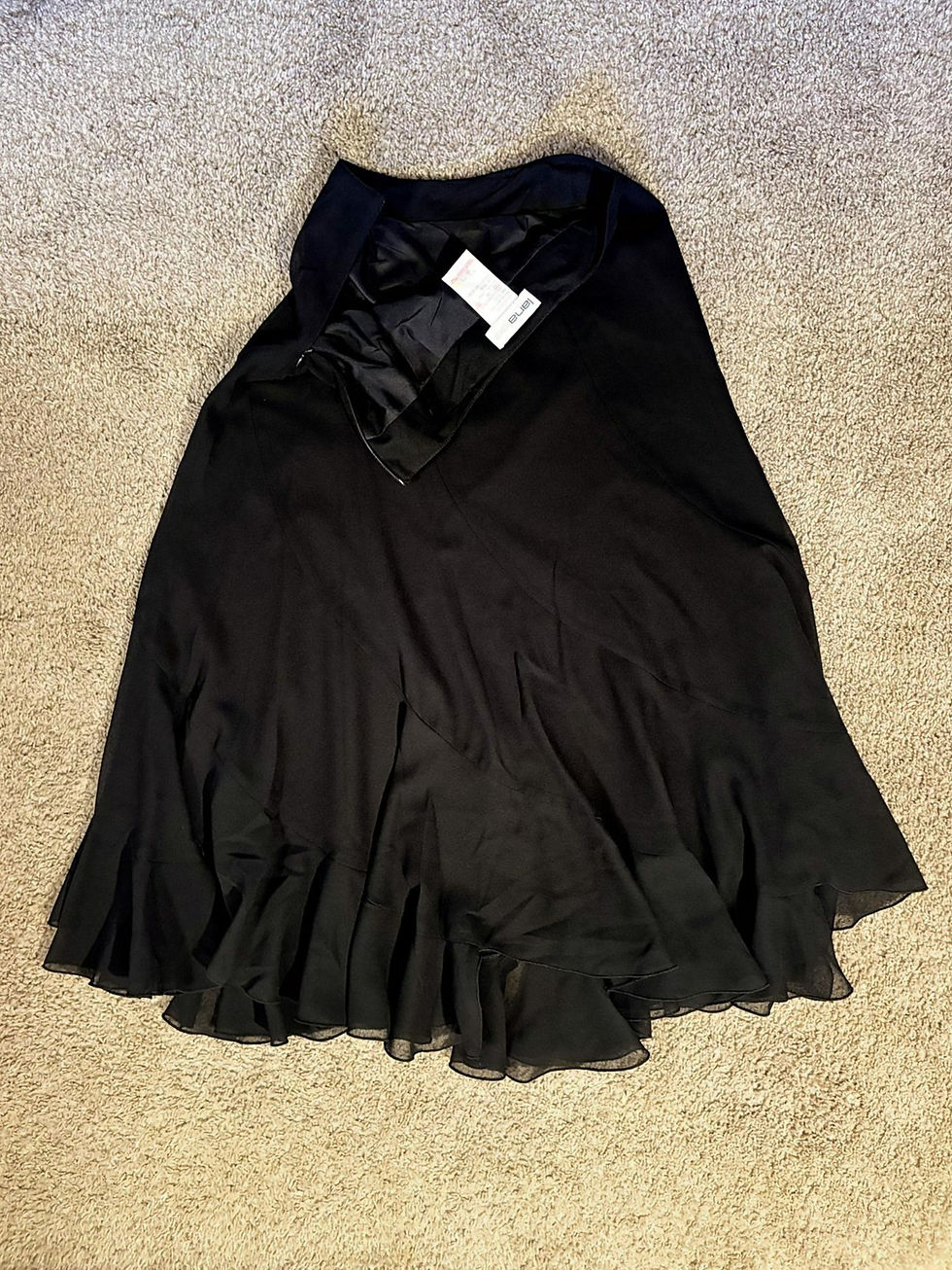 Thumbnail: Lana Lee Black Chiffon Midi Skirt – Elegant Flowy Polyester Made in Canada