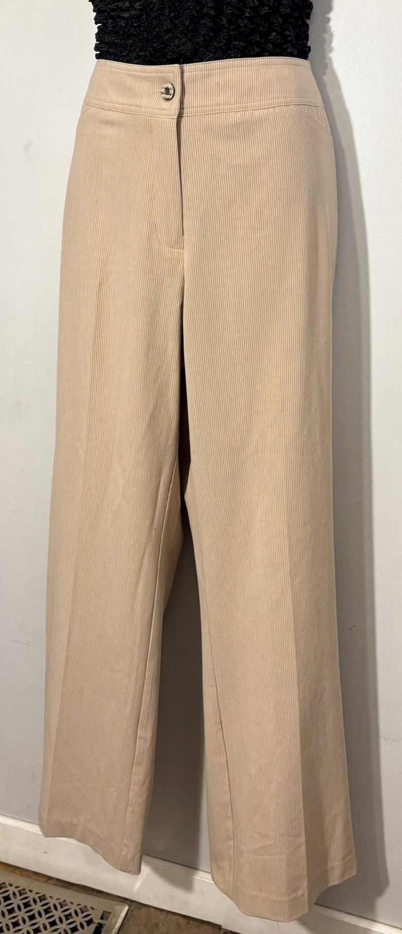 Thumbnail: Lana Lee beige wide-leg trousers sizes 14–18, soft rayon blend, rescued sustaina