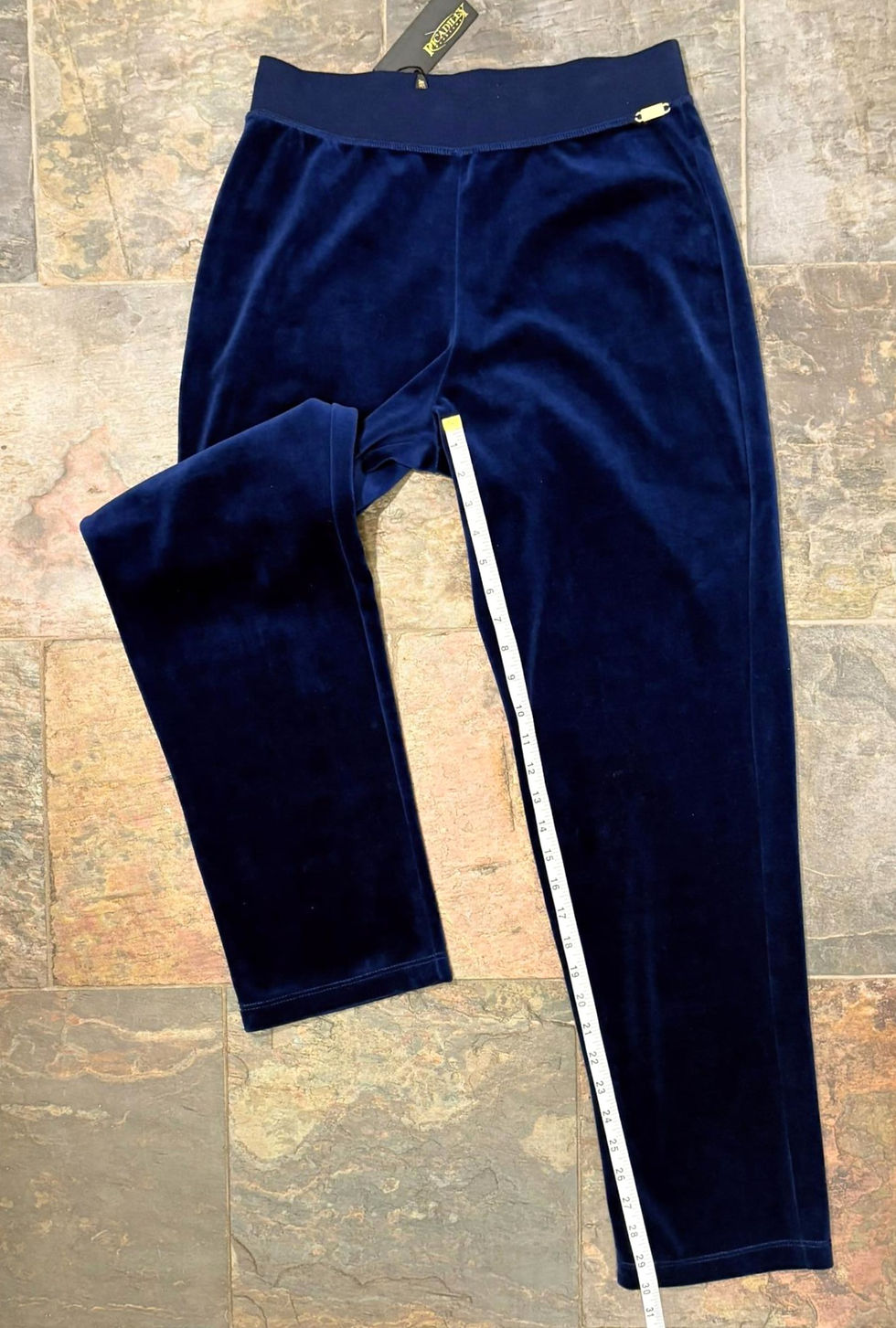 Thumbnail: Picadilly navy velvet pants size S, soft wide-leg winter luxe, rescued boutique