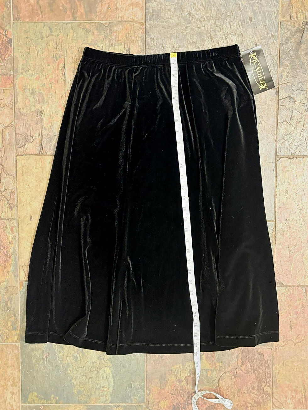Thumbnail: Picadilly velvet midi skirt purple or black, sizes M & XL, new boutique stock
