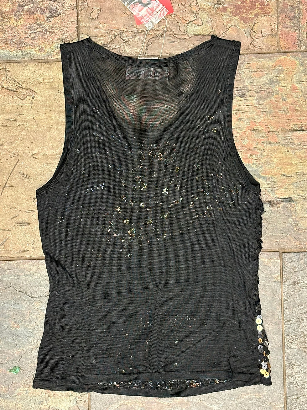 Thumbnail: Elegant Black Sequin Tank | Sustainable Vintage Boutique Find | Rayon | Size L