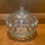 Thumbnail: Vintage Clear Diamond-Cut Glass Candy Dish with Lid, Hexagonal Pattern