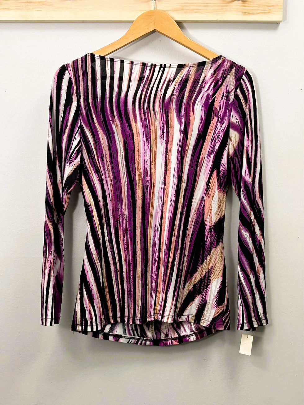 Thumbnail: Evital Purple & Black Animal Print Long Sleeve Top – Size S
