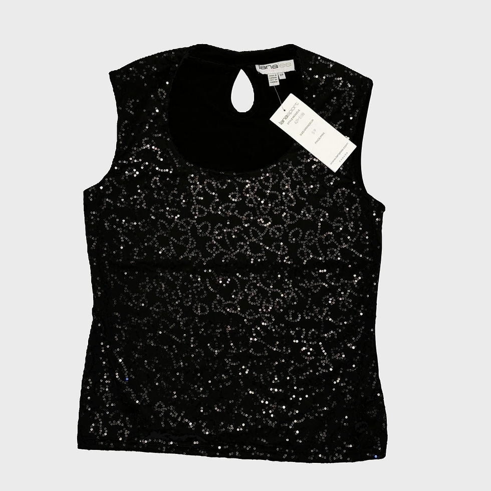 Thumbnail: Lana Lee Black Sequin Sleeveless Top – Size S