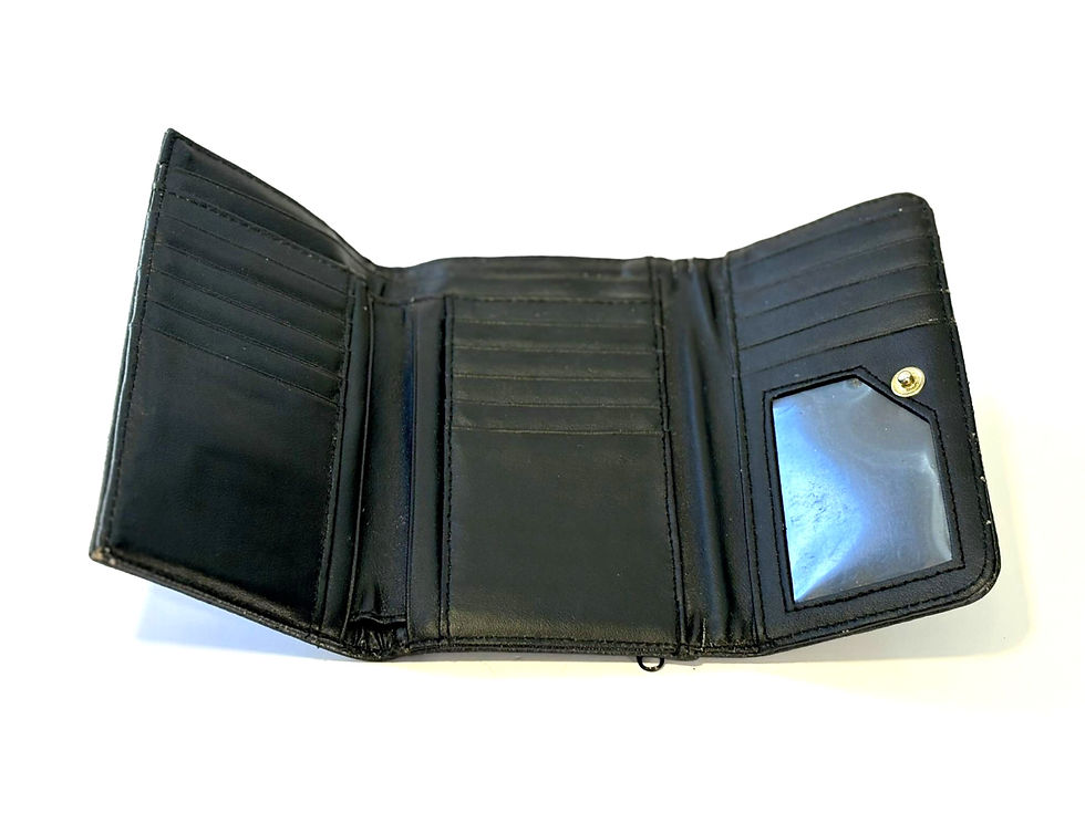 Thumbnail: Black Pleather Tri-Fold Wallet | Boutique Accessory | Snap Closure | Slim