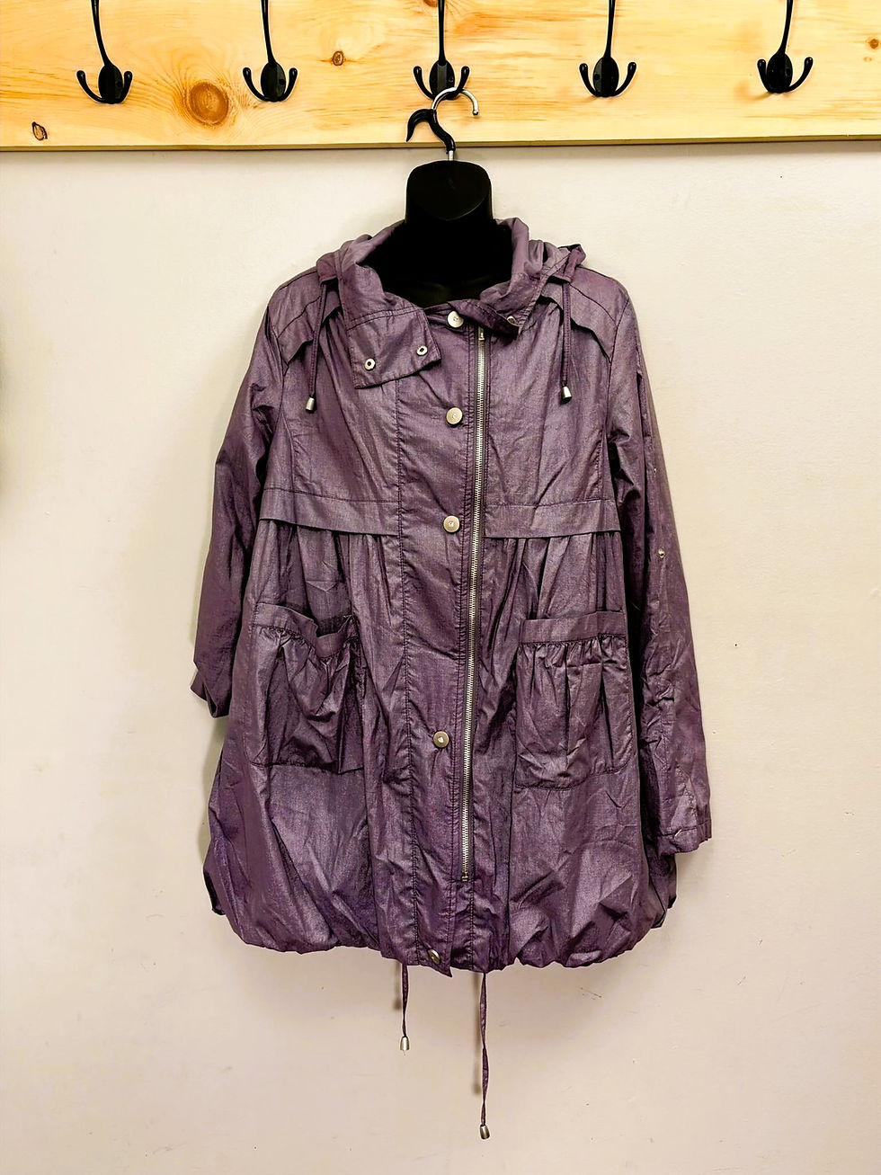 Thumbnail: Vintage lightweight lilac hooded parka with pockets | Size M