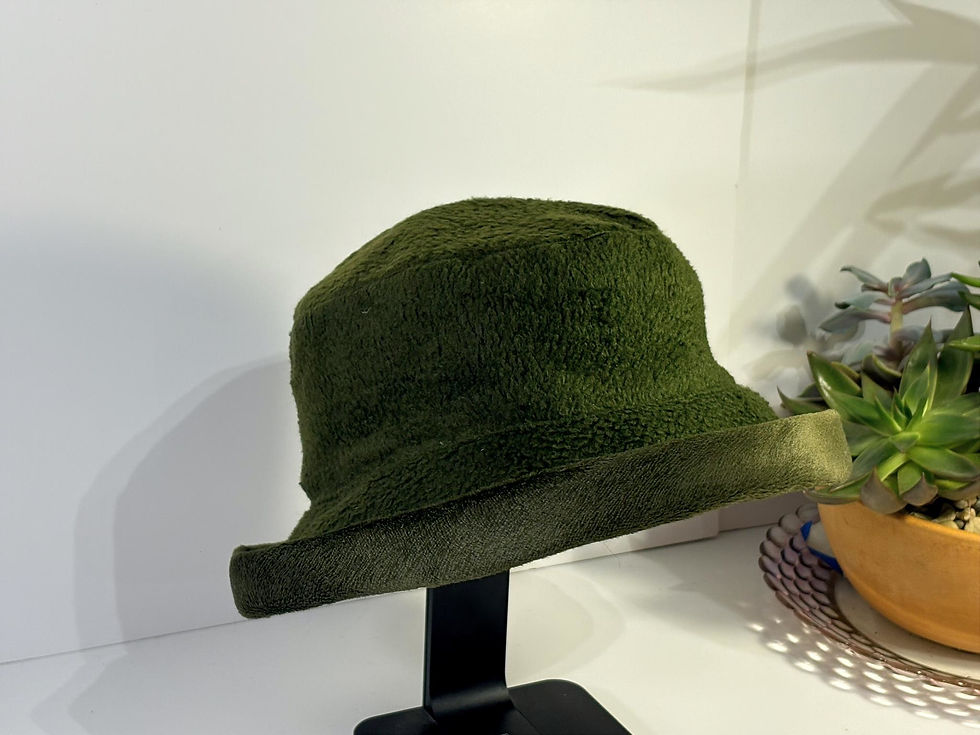 Thumbnail: Reversible Olive Green Hat – Faux Suede Two-Tone Vintage Bucket, Earthy Neutrals