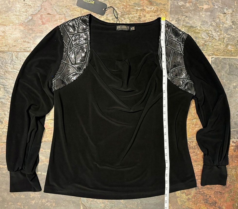Thumbnail: Black Cowl Neck Top – Metallic Accent Shoulders, Elegant Modern Knit, Boutique