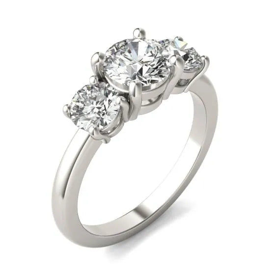 Thumbnail: AGI Certified 2 CTW Classic Three-Stone Round Lab Grown Diamond Ring