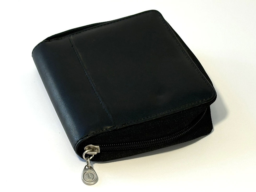 Thumbnail: Black Pleather Zip-Around Wallet | Structured Organizer | 5x6" | Boutique NOS
