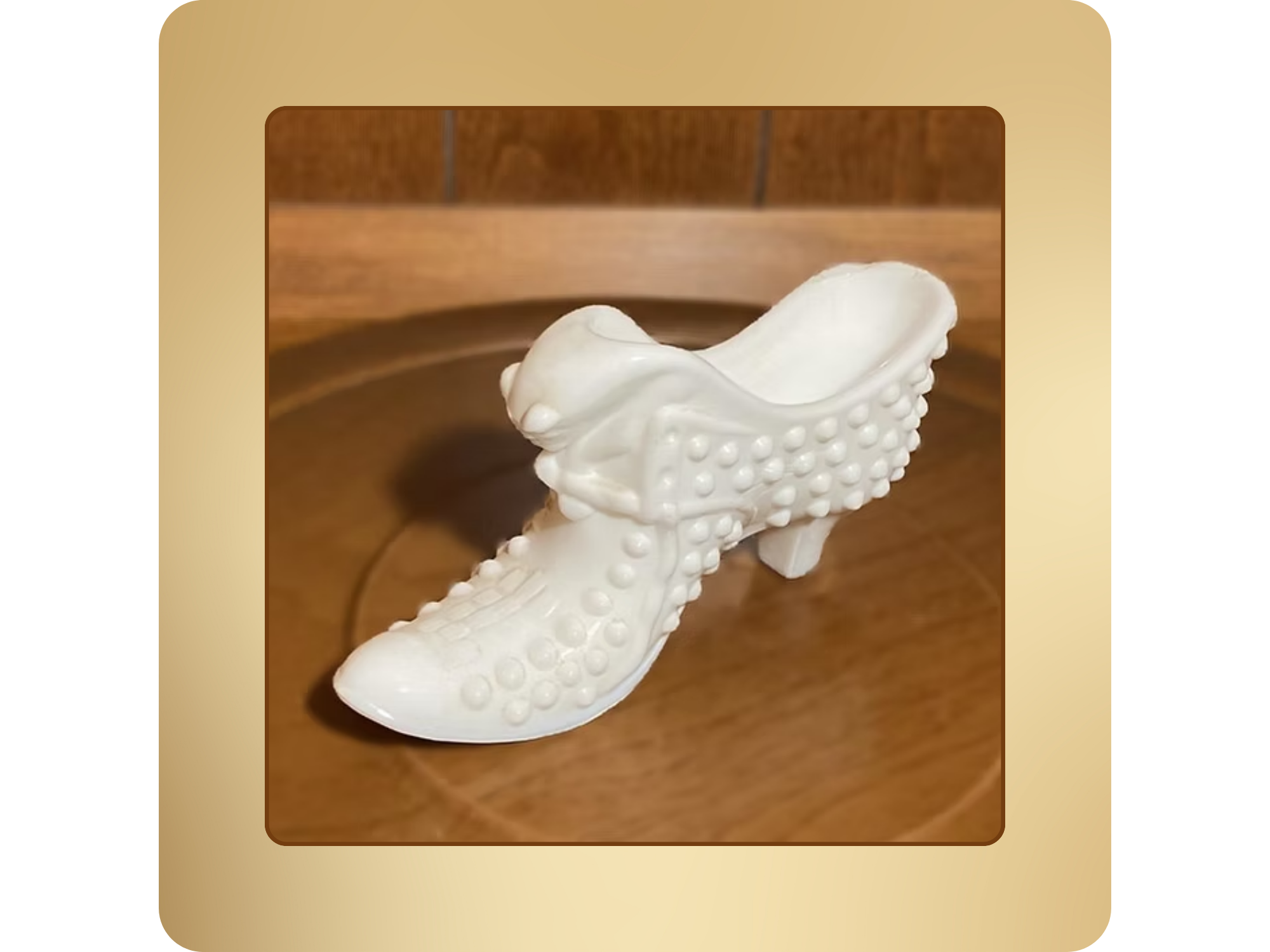 Vintage Hobnail Milk Glass Shoe Bowl | Victorian Style High Heel Catchall Dish