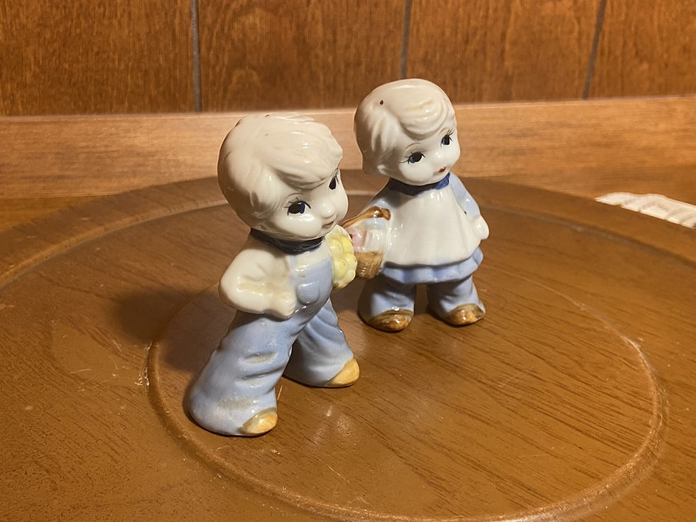Thumbnail: Vintage Ceramic Boy & Girl Figurines – Hand-Painted Farmhouse Decor