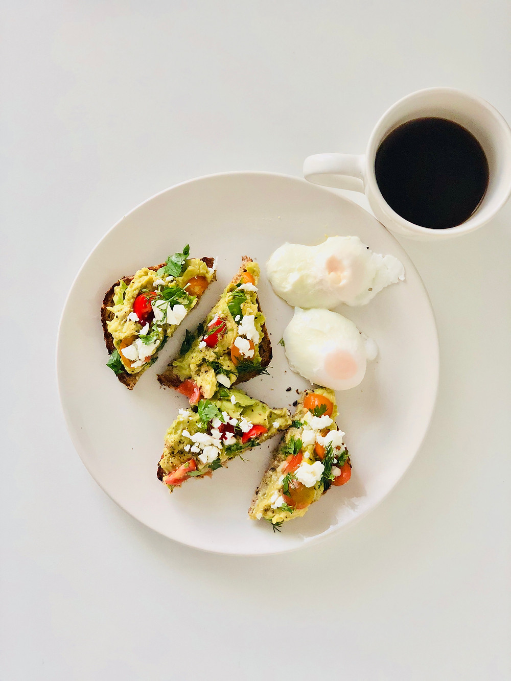 Herb and Feta Cheese Avocado Toast and Coffee