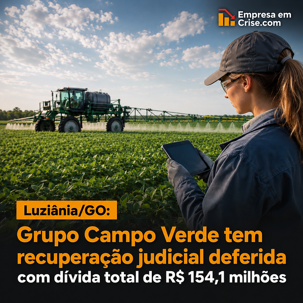 Luziânia/GO: Grupo Campo Verde tem recuperação judicial deferida com dívida total de R$ 154,1 milhões