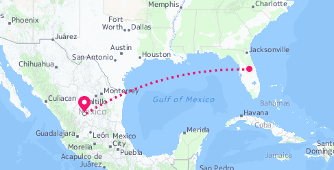 Maria's flight from Florida to Mexico on Advanced Parole.